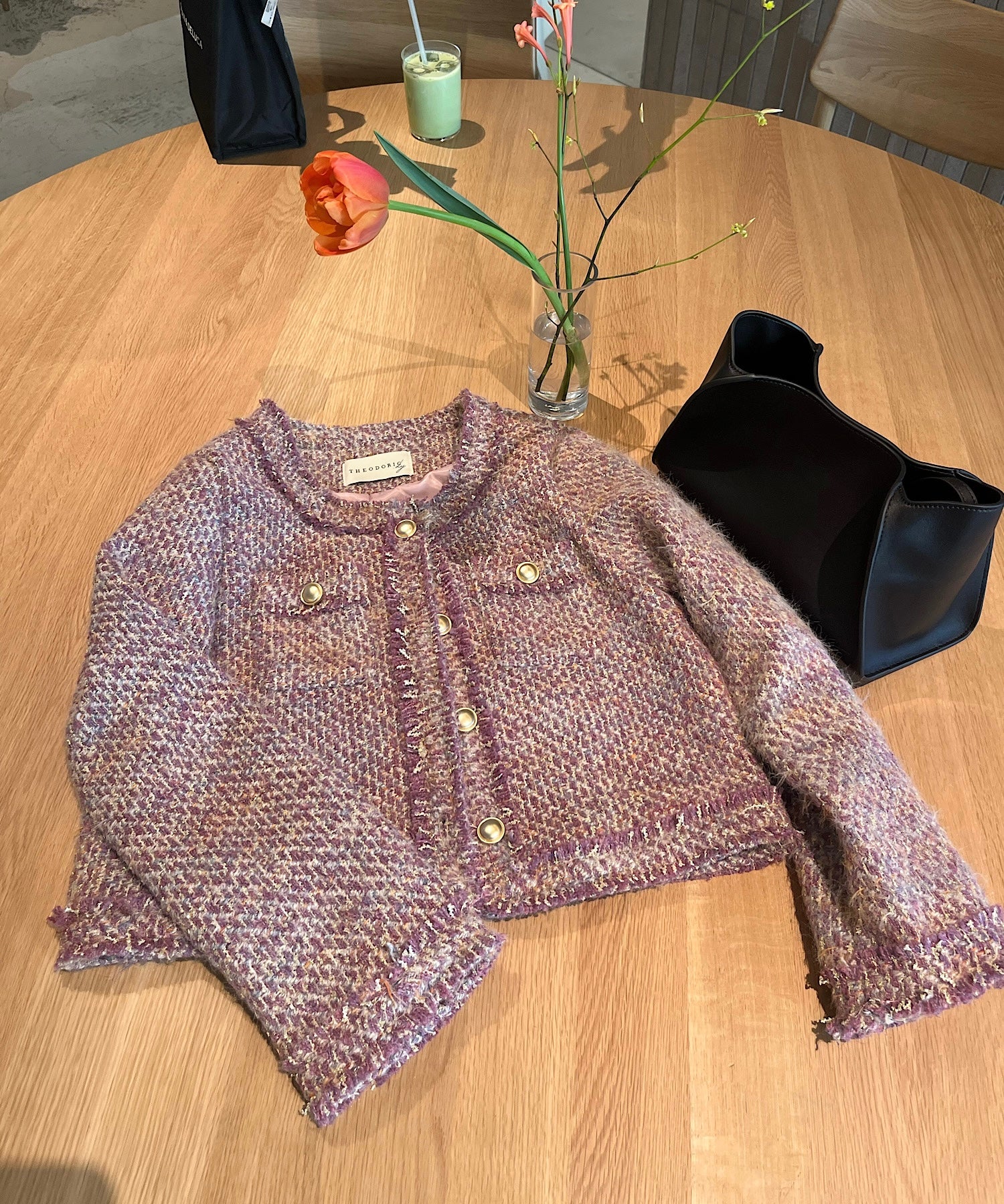 フリンジツイード ノーカラージャケット