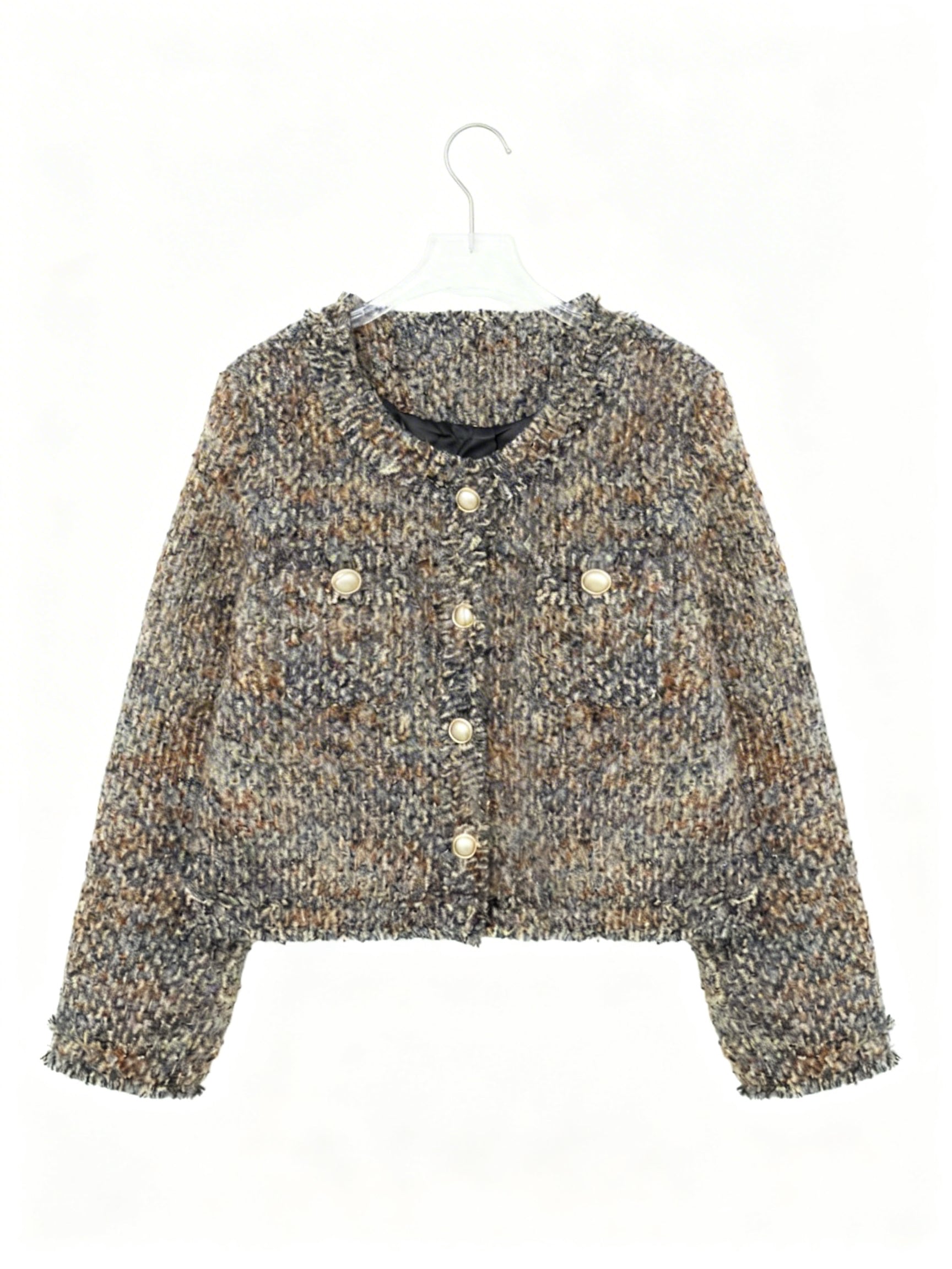 フリンジツイード ノーカラージャケット