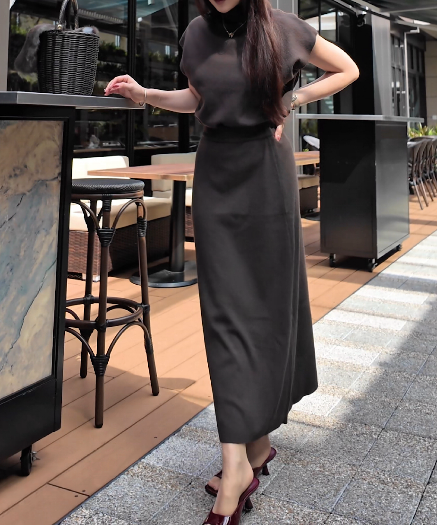 ハイネックニットスカートセット