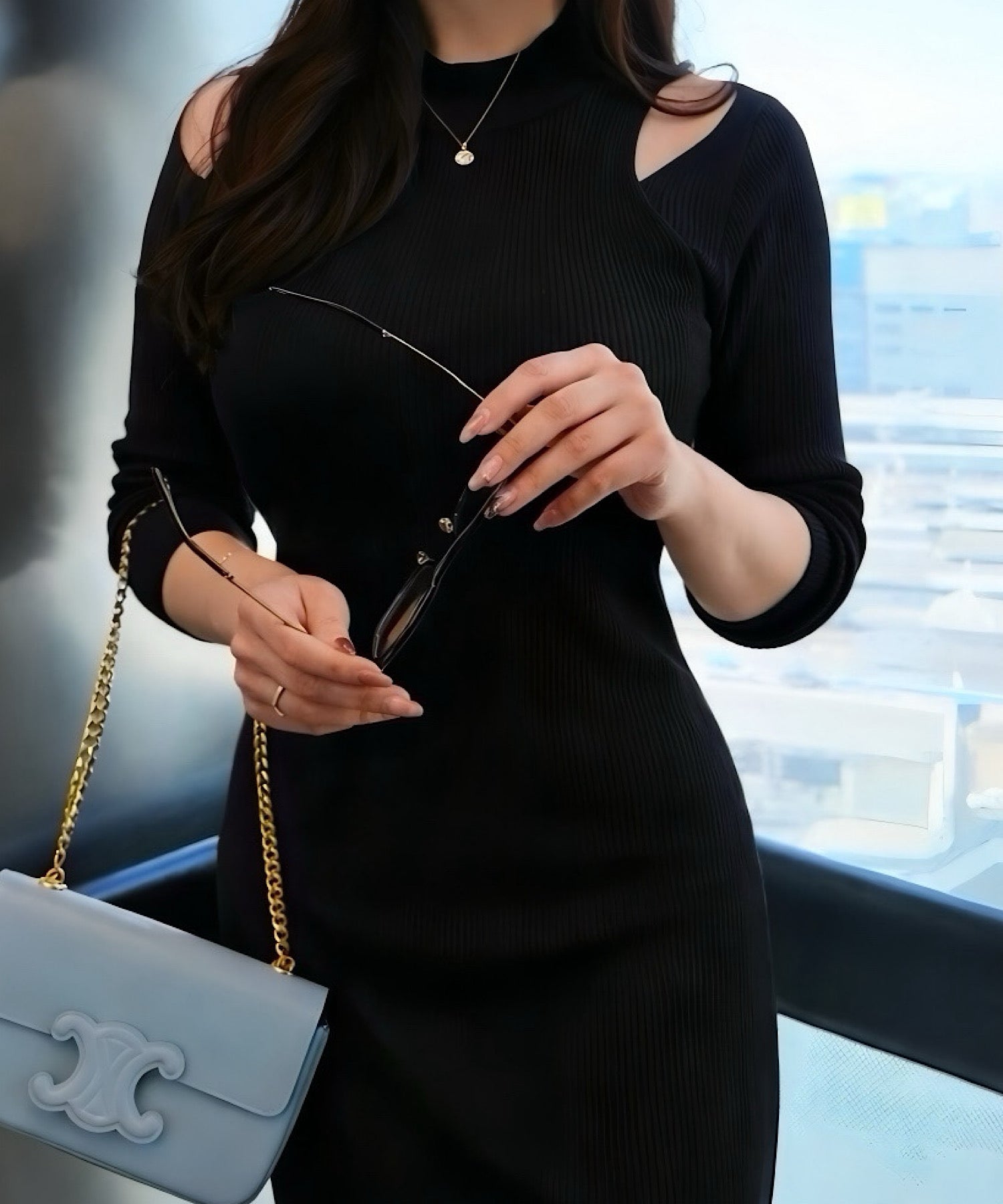 【一部ご予約商品】ショルダースリットニットワンピース