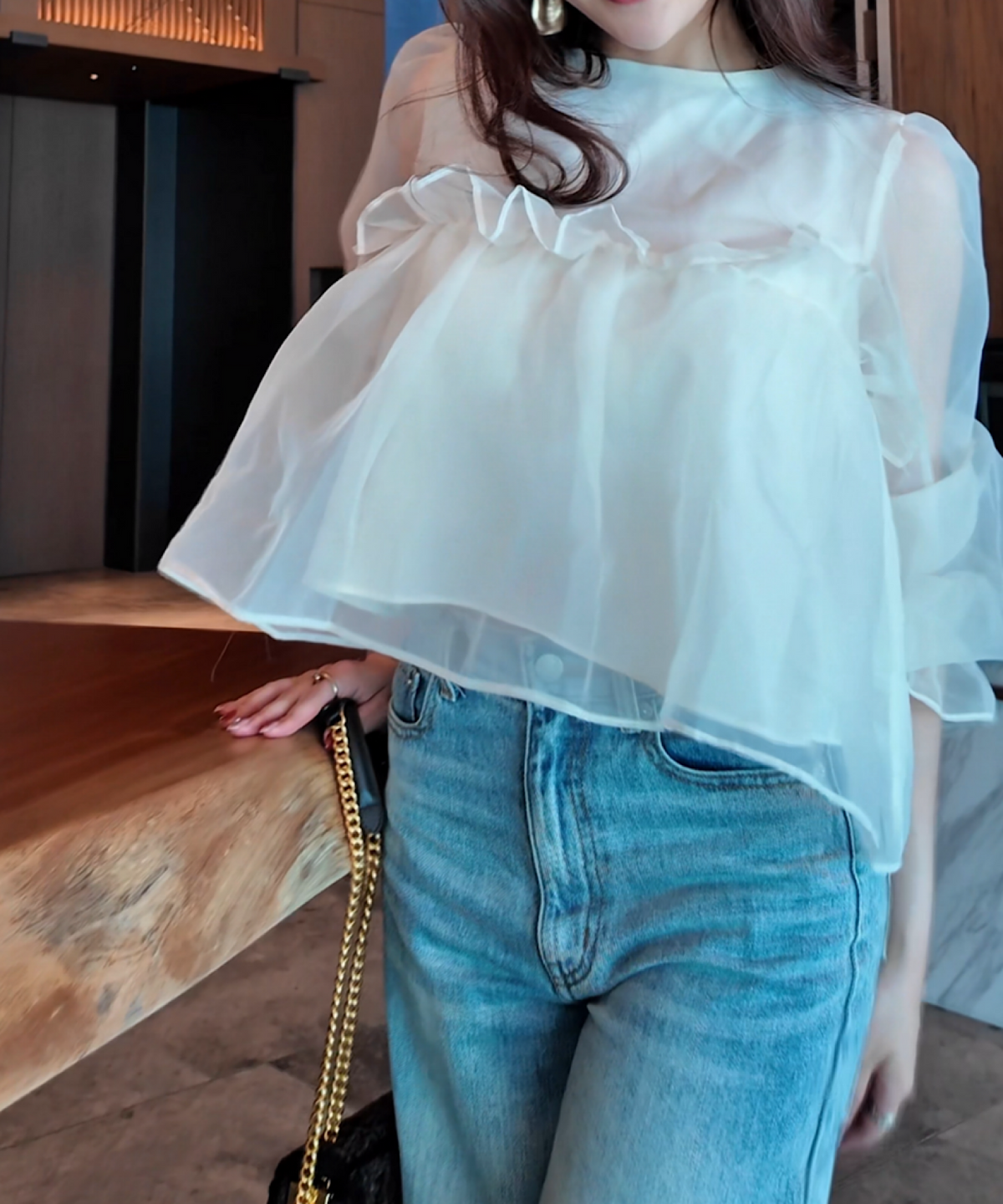 シアーフリルフレアブラウス|THEODORIC.dy公式通販サイト シアーフリルフレアブラウス|THEODORIC.dy公式通販サイト