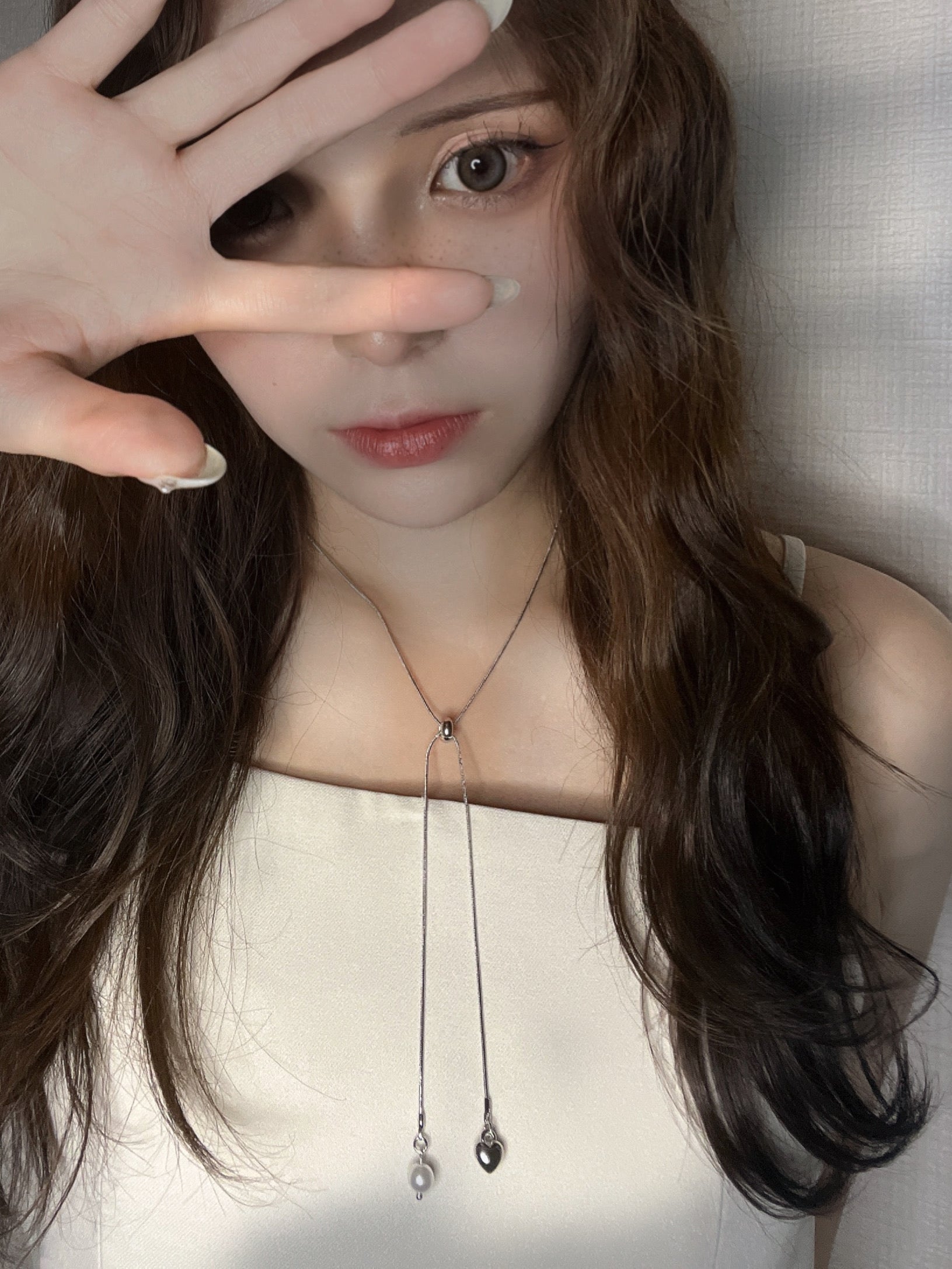 ハート＆パール・クロスネックレス