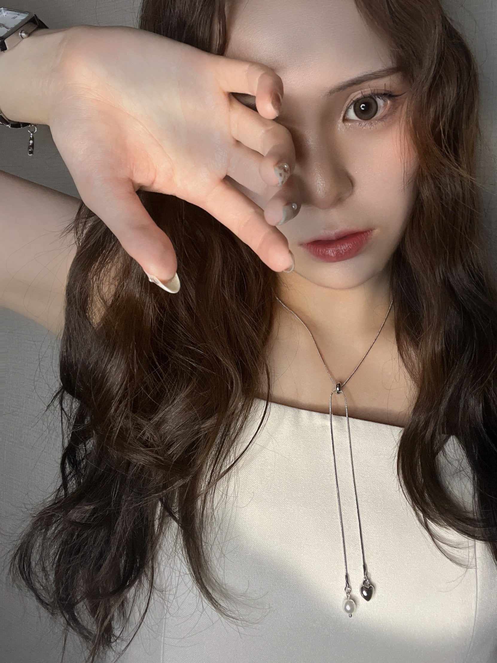 ハート＆パール・クロスネックレス