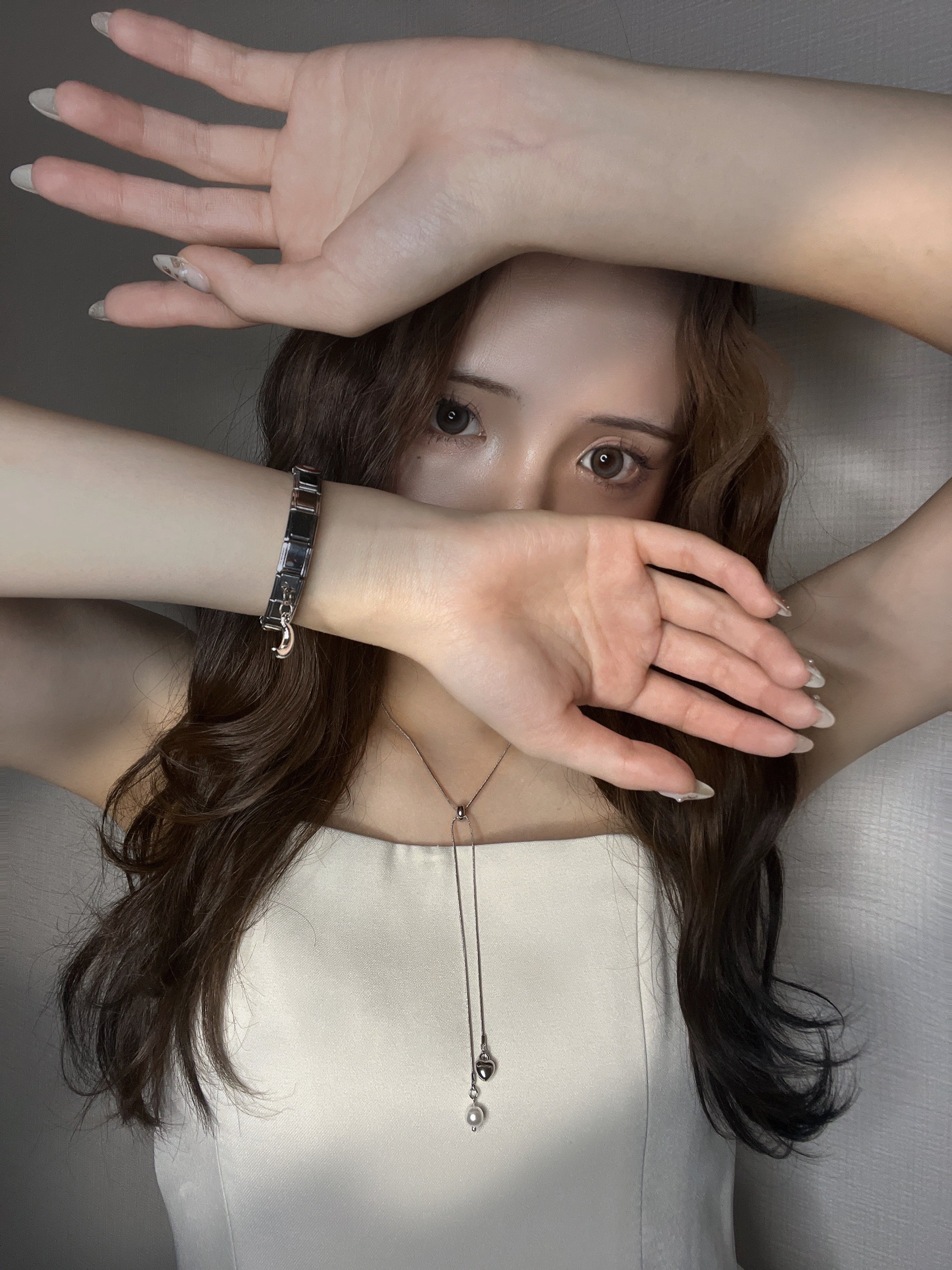 ハート＆パール・クロスネックレス