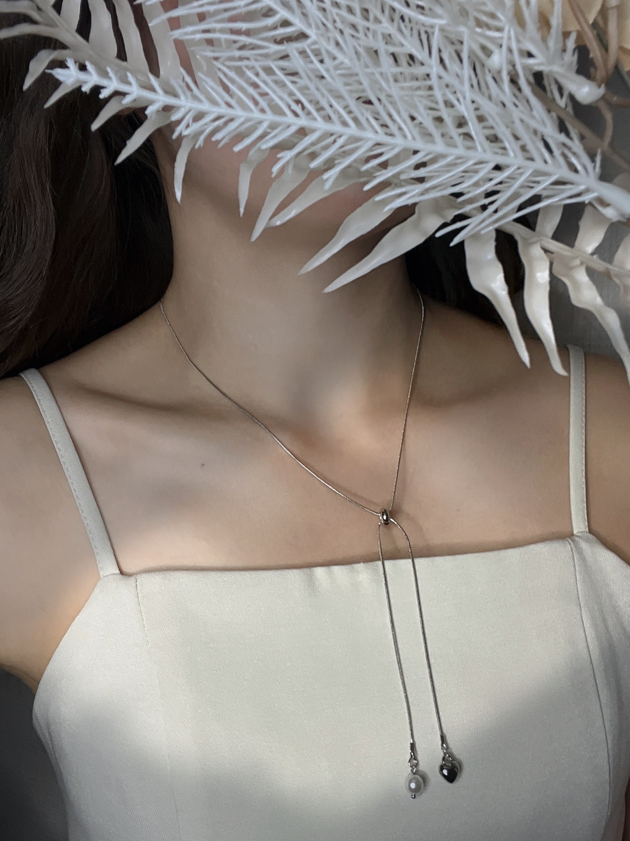 ハート＆パール・クロスネックレス