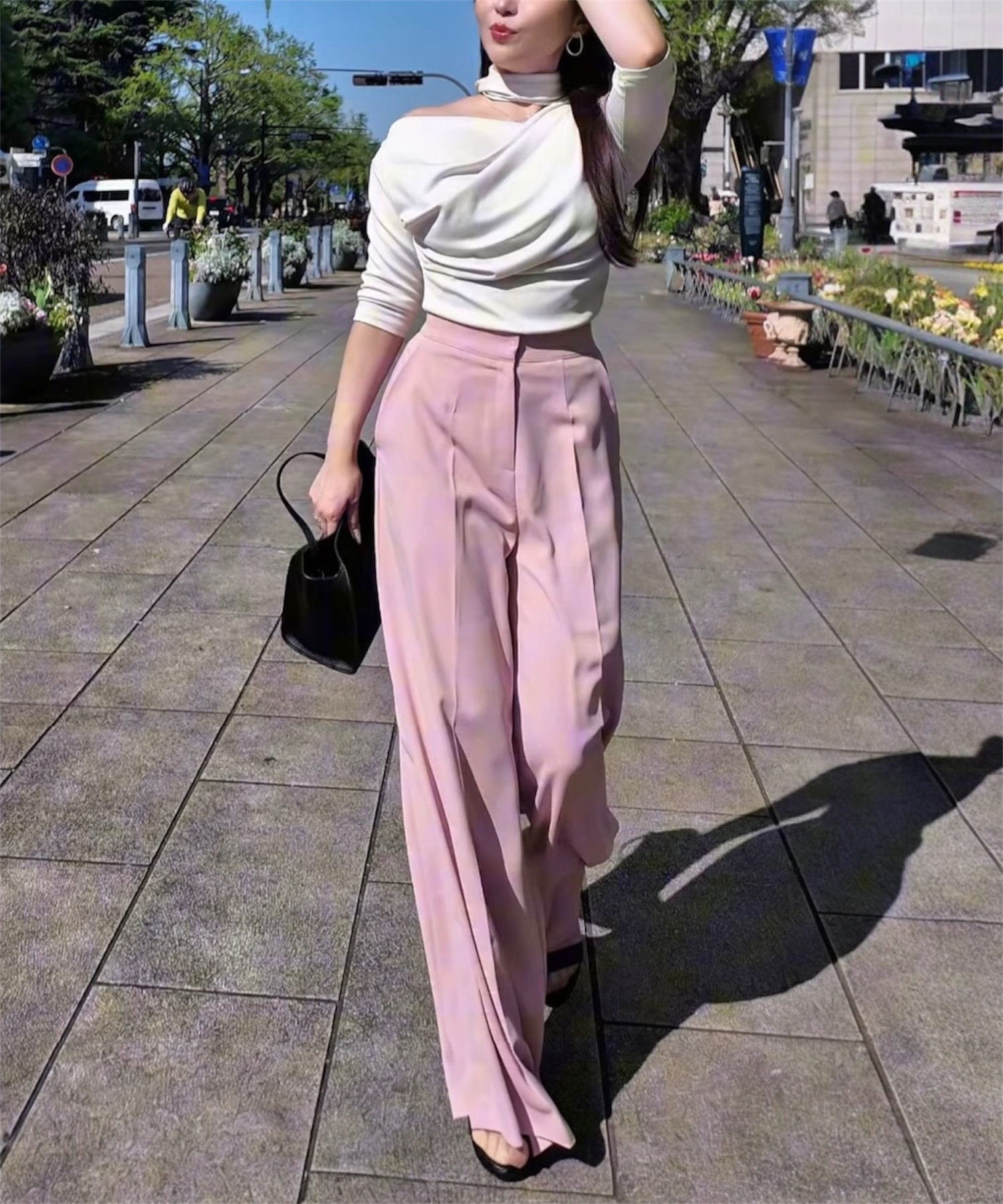 ハイウエストワイドパンツ ＜3サイズ展開＞　＊美シルエット設計