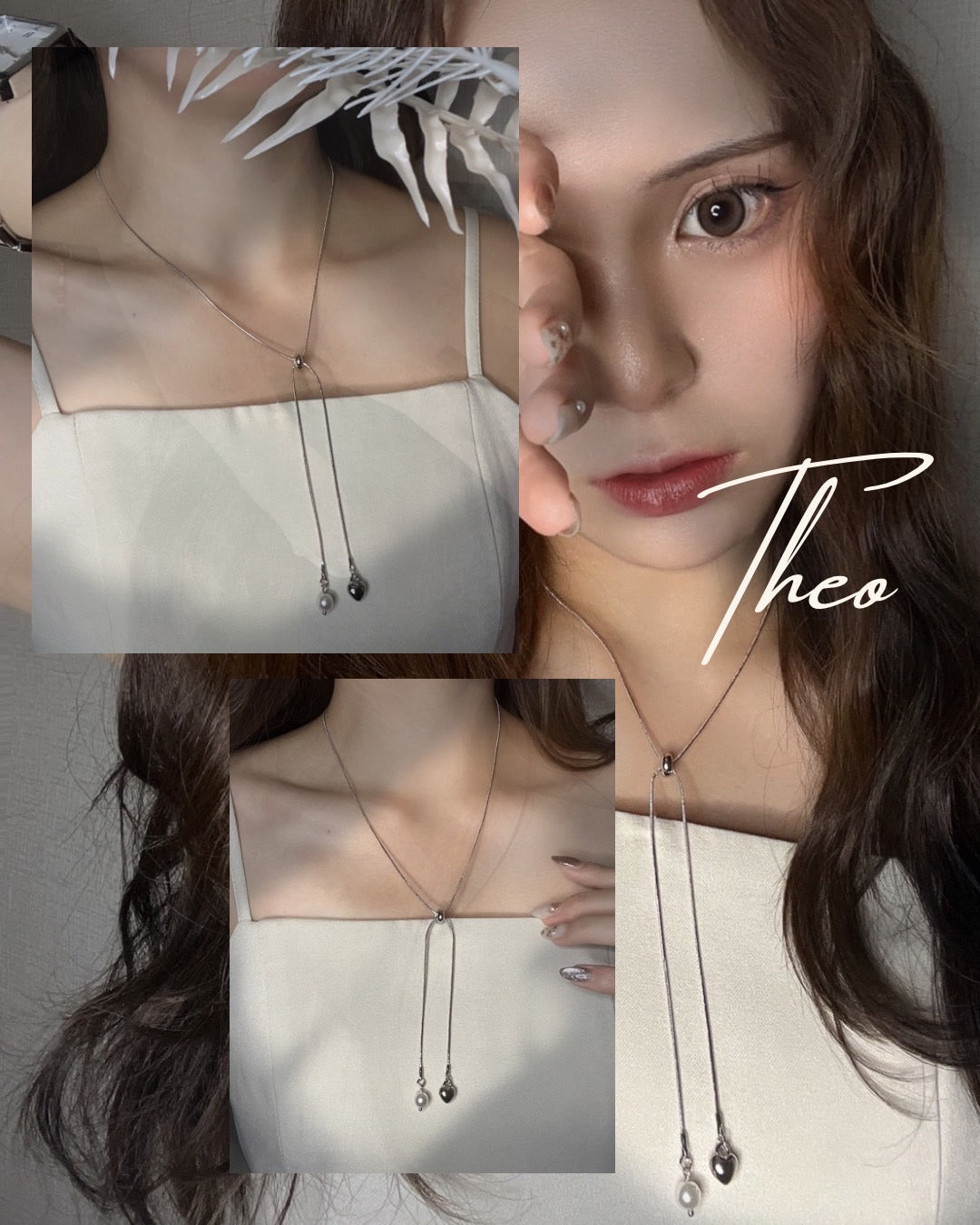 ハート＆パール・クロスネックレス