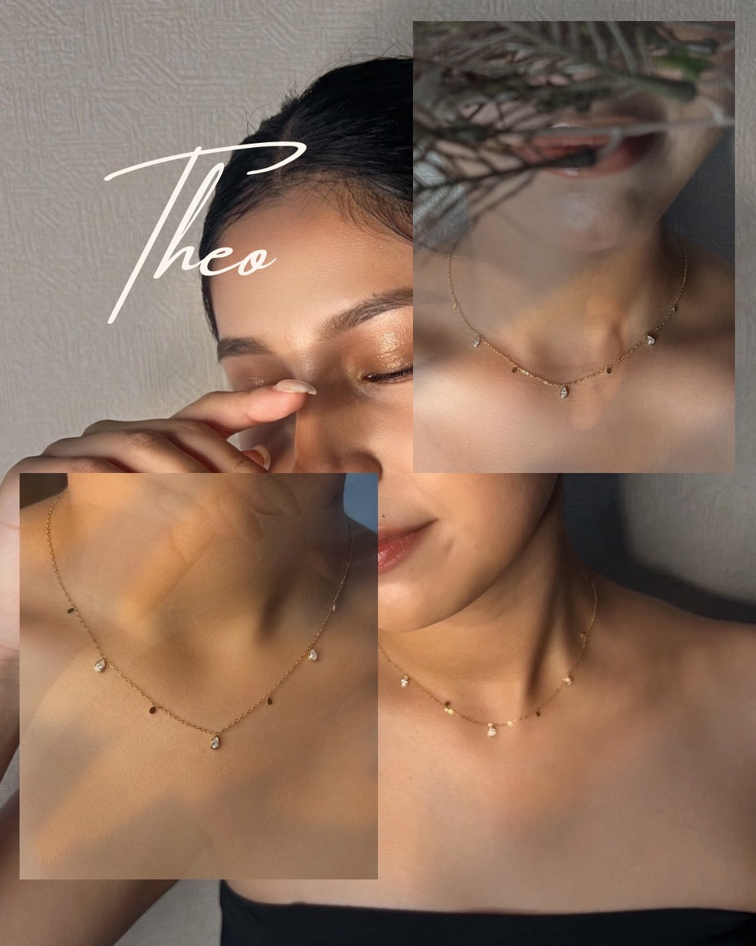 ティアドロップキュービックジルコニアネックレス