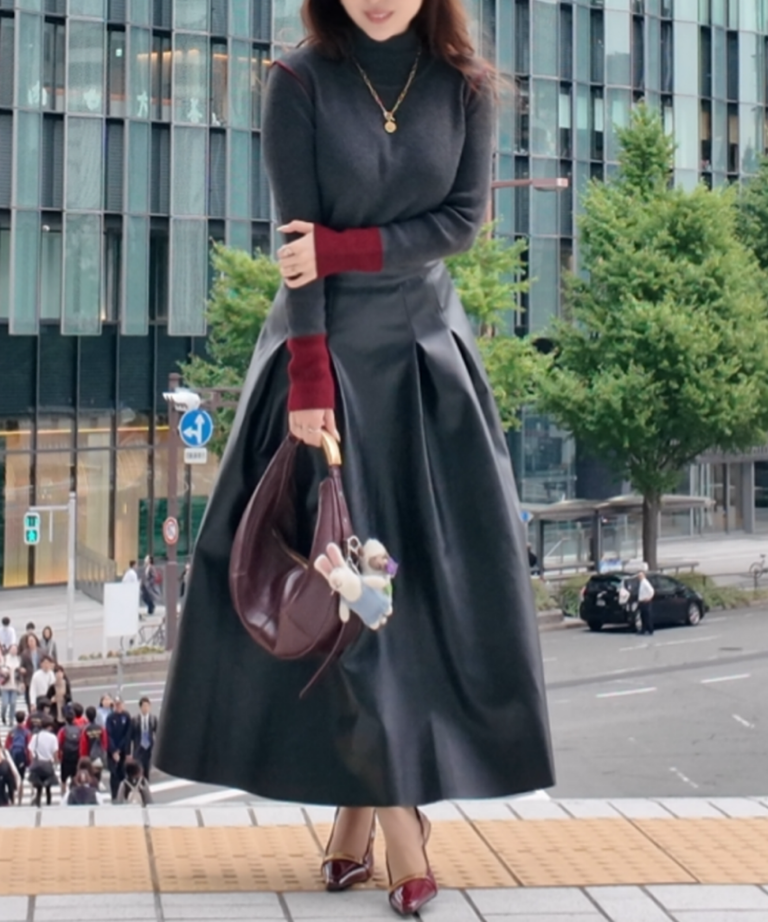 【一部通常販売】ヘップバーン エコレザーロングフレアスカート