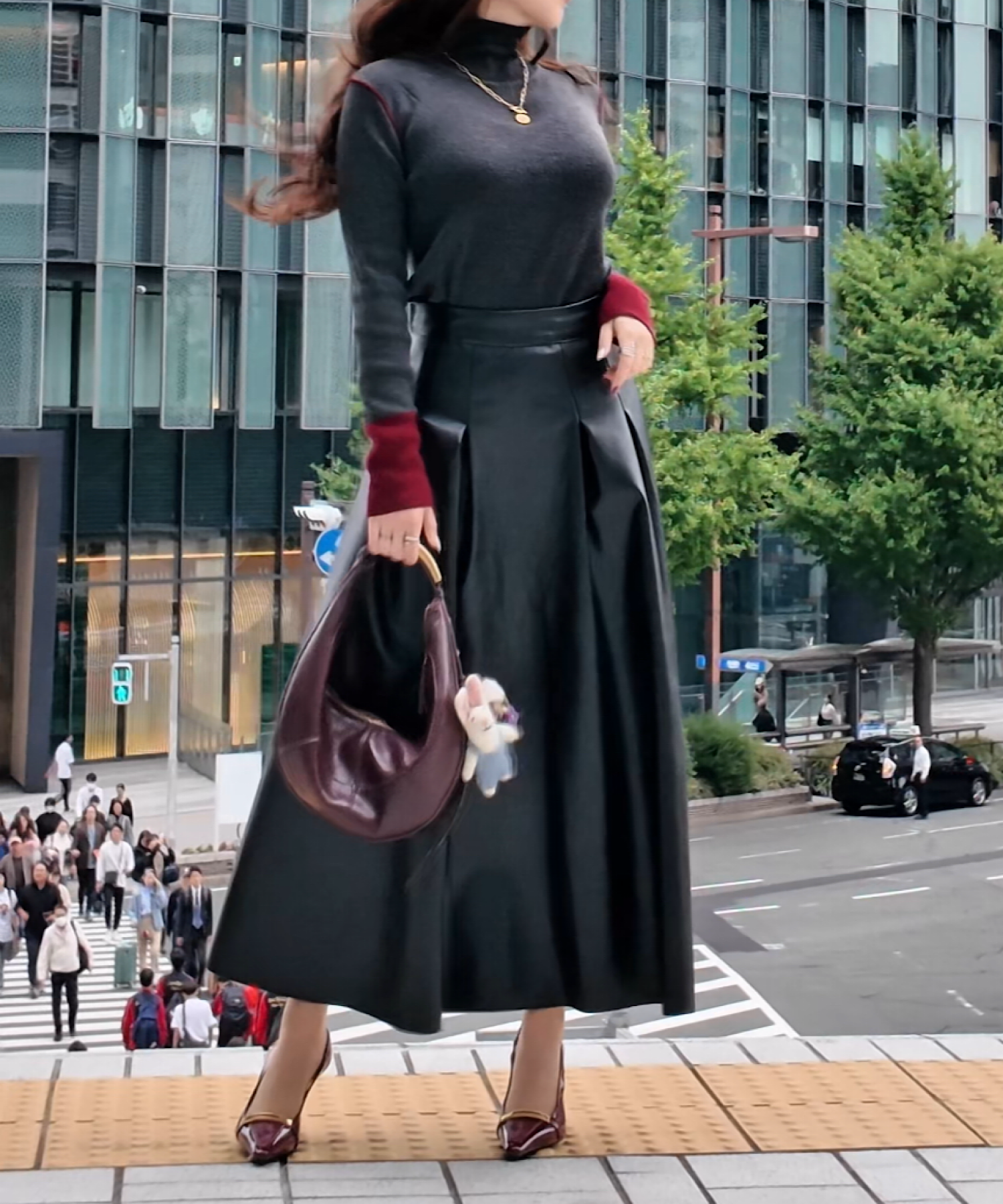 【一部カラー予約商品】ヘップバーンレザーロングフレアスカート