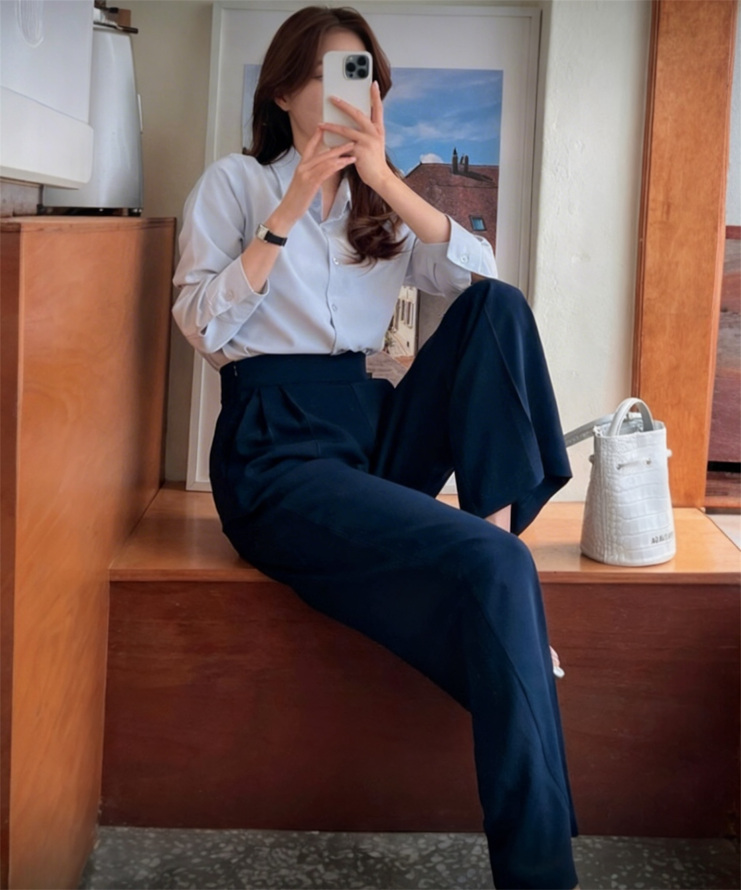 【完全受注生産】セミルーズトラウザーパンツ　（美シルエット設計）