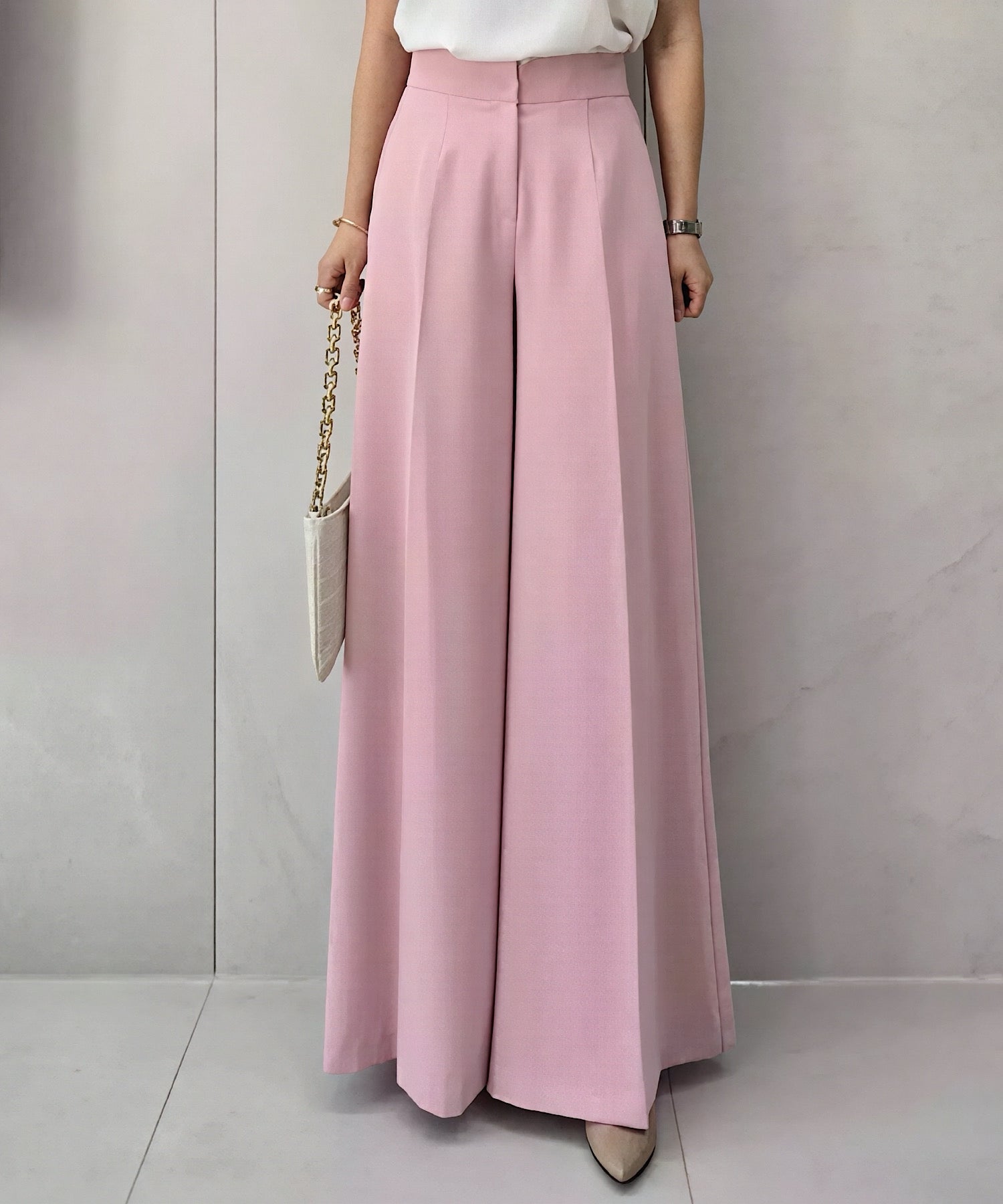 ハイウエストワイドパンツ ＜3サイズ展開＞　＊美シルエット設計