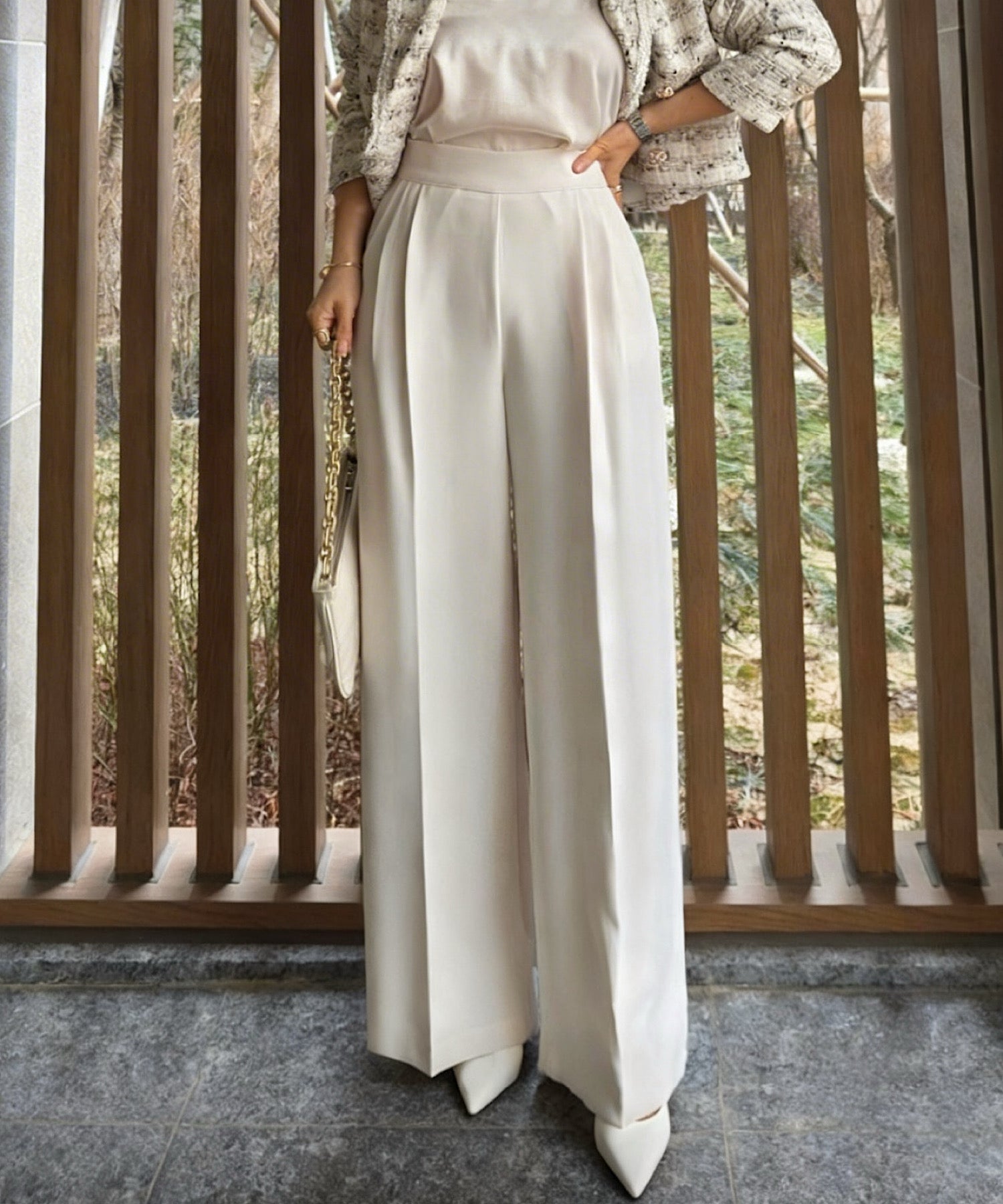 【完全受注生産】セミルーズトラウザーパンツ　（美シルエット設計）