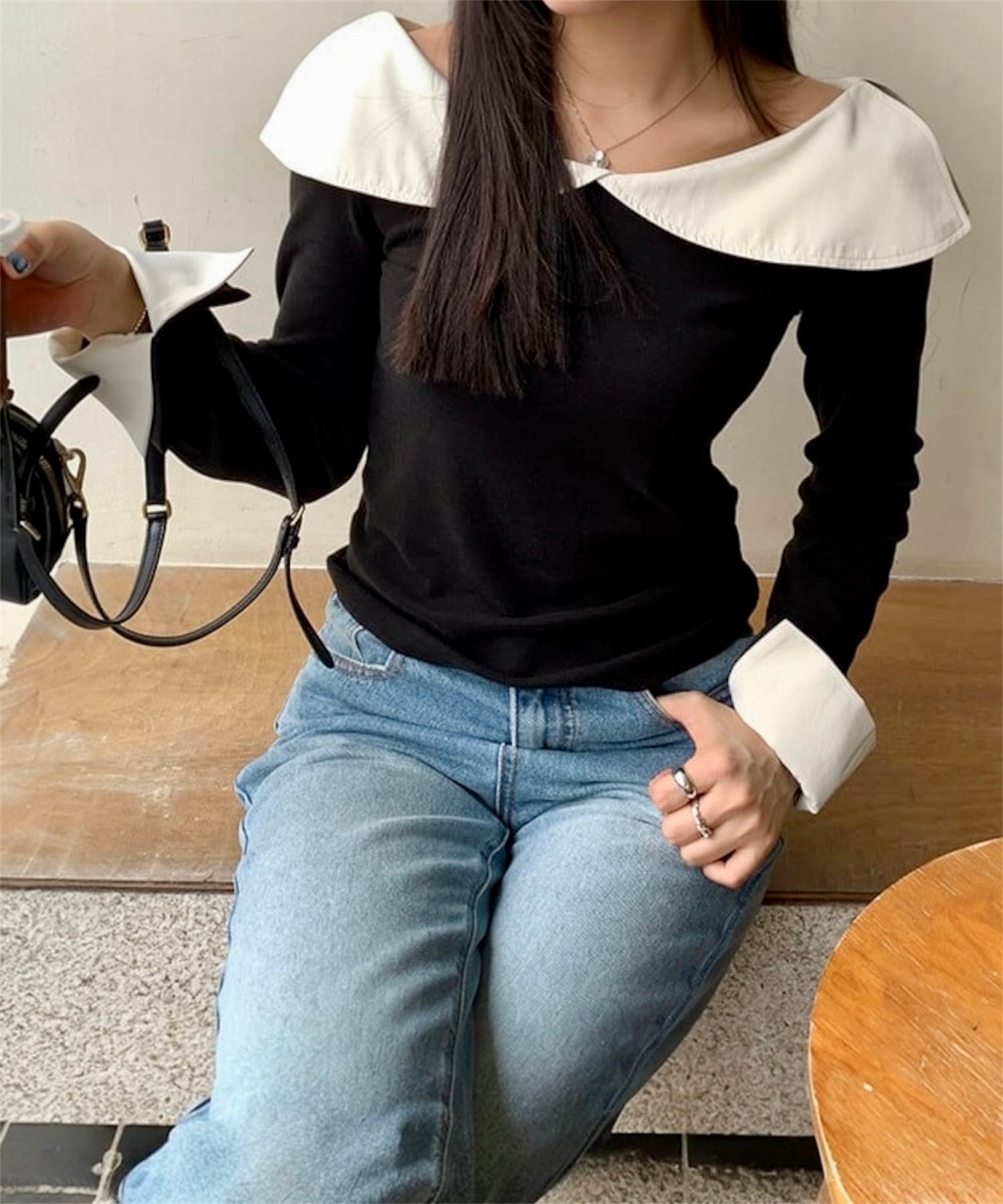 シャツレイヤードカフスニット