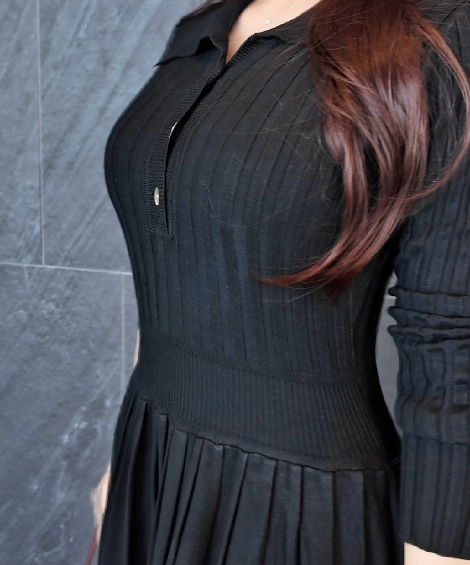 【一部ご予約商品】ウエストシェイプリブニットワンピース