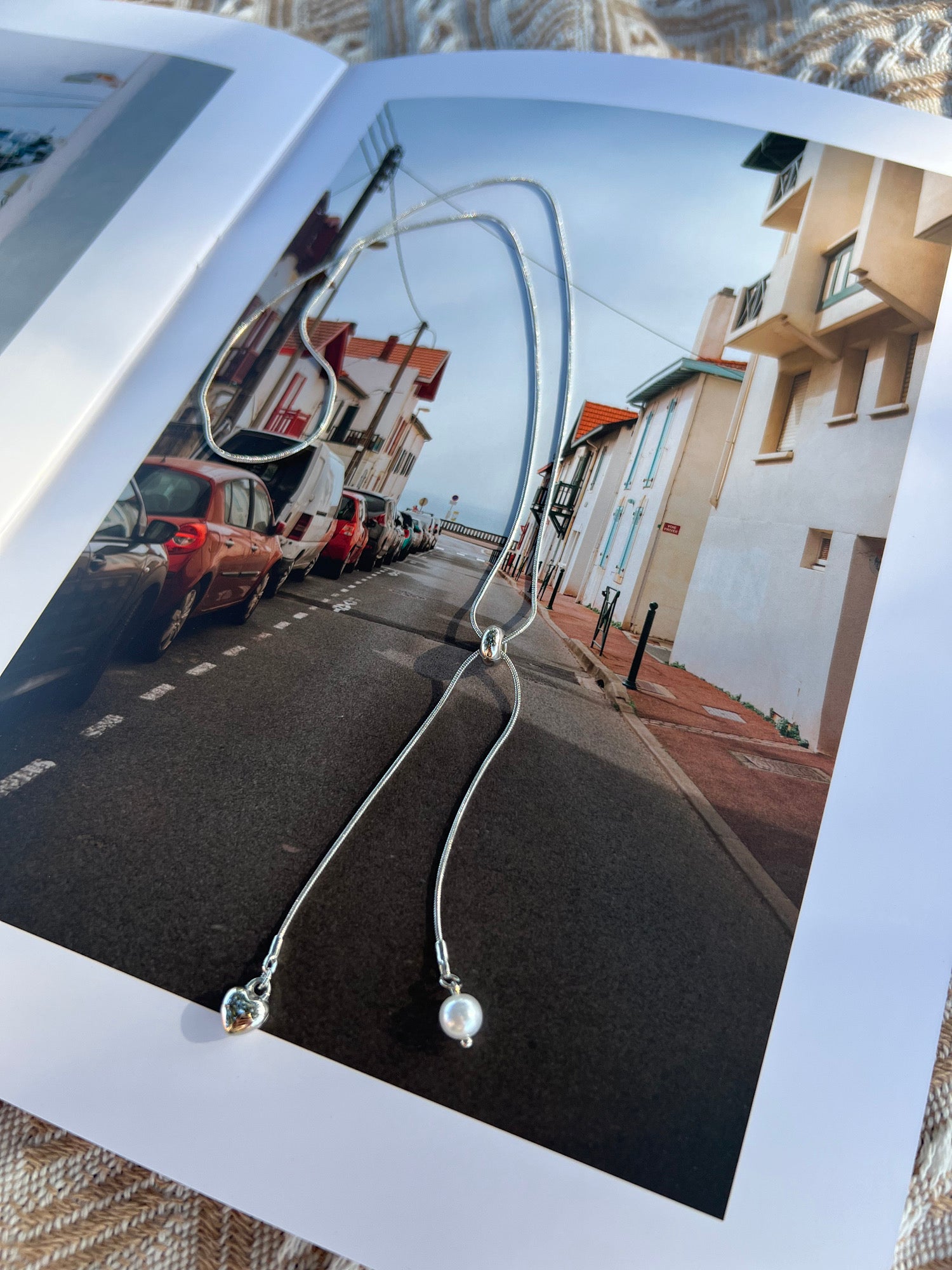 ハート＆パール・クロスネックレス