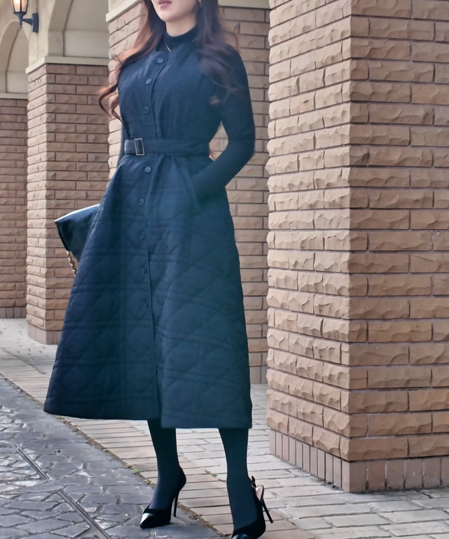 キルティングロングジレワンピース