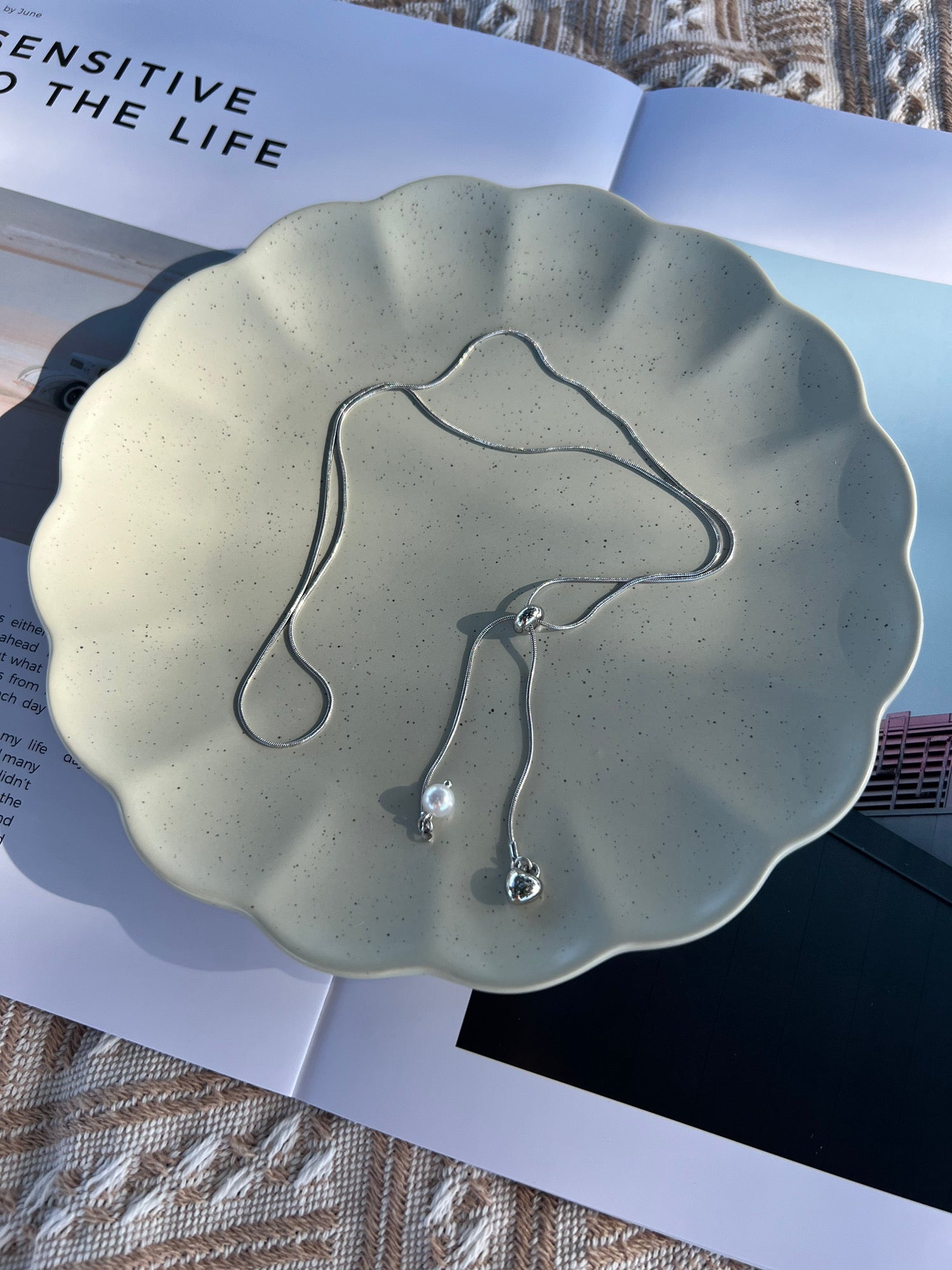 ハート＆パール・クロスネックレス