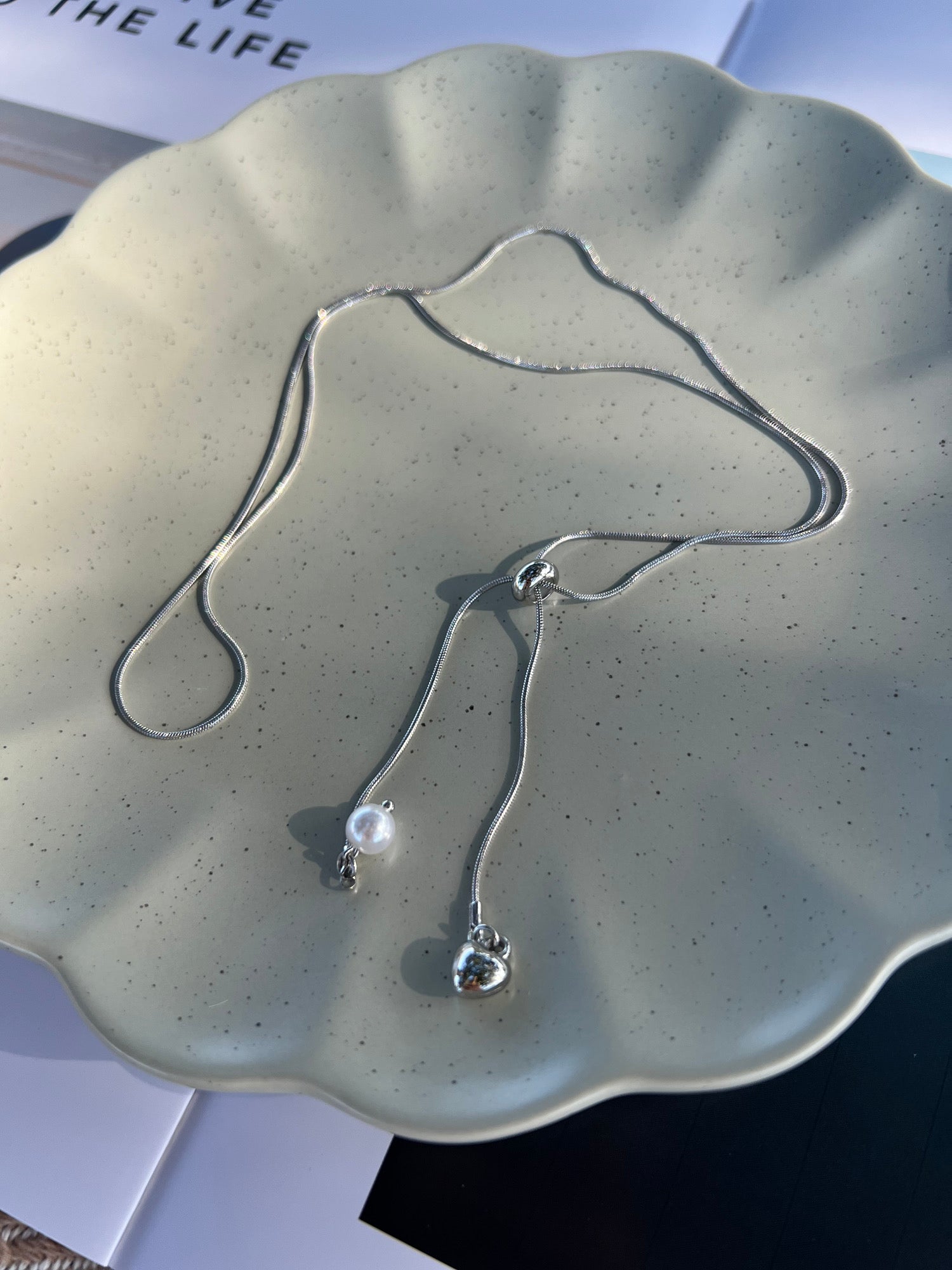 ハート＆パール・クロスネックレス