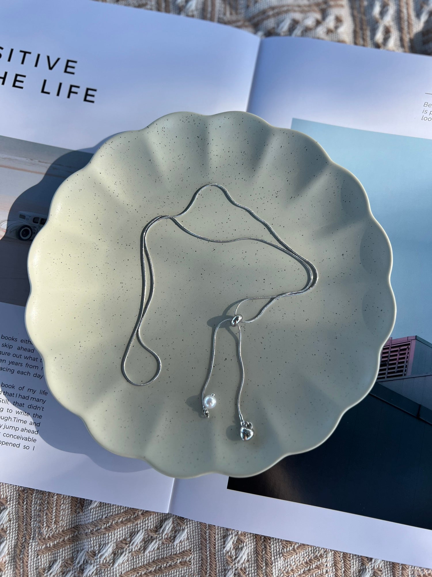 ハート＆パール・クロスネックレス