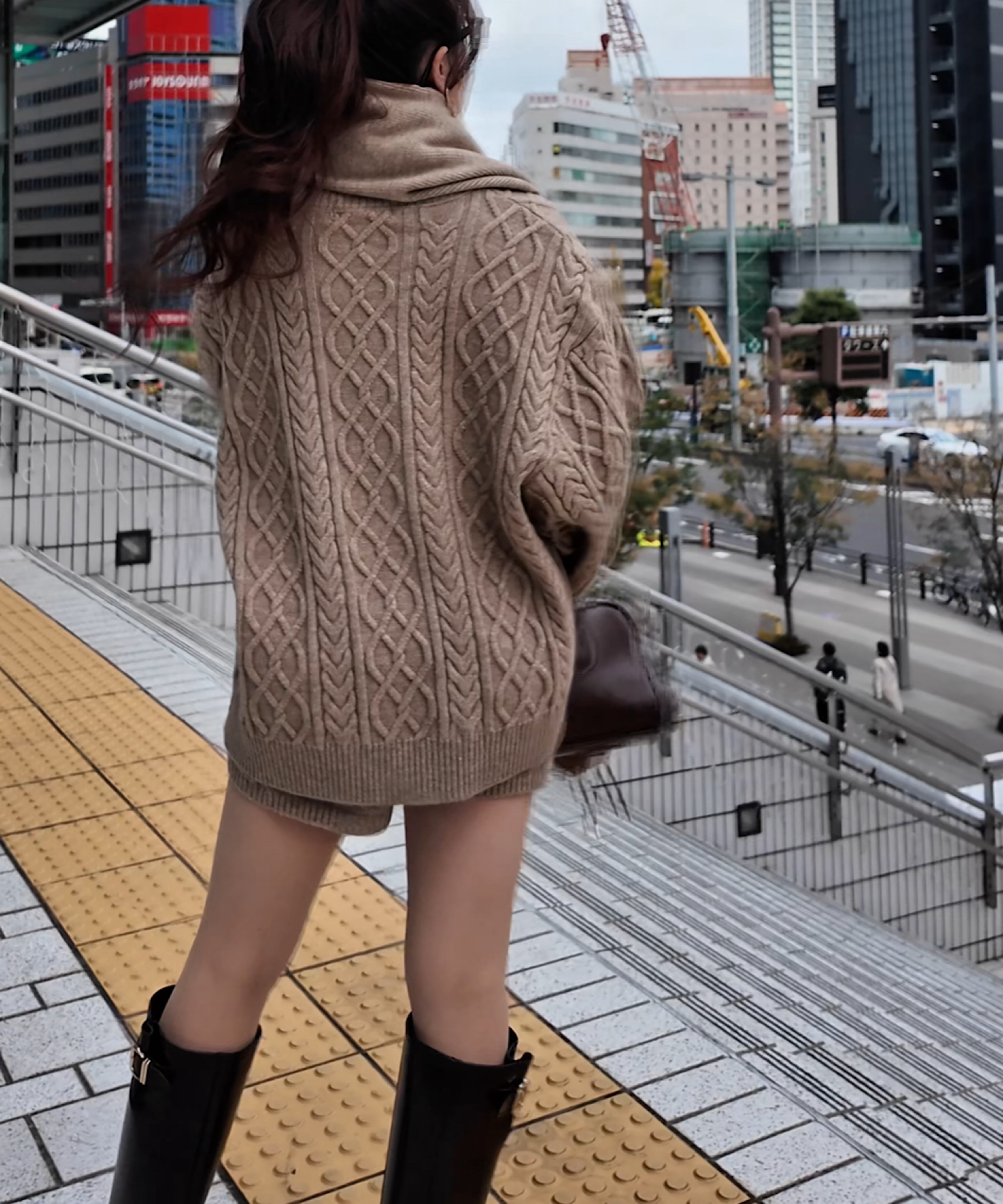 ボリュームケーブル＆スヌード ニット3点セット