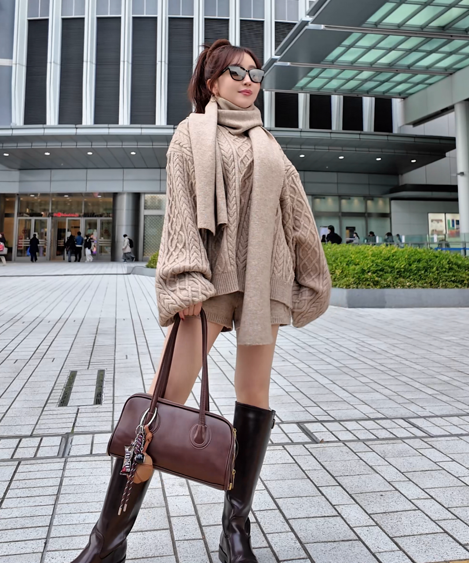 ボリュームケーブル＆スヌード ニット3点セット