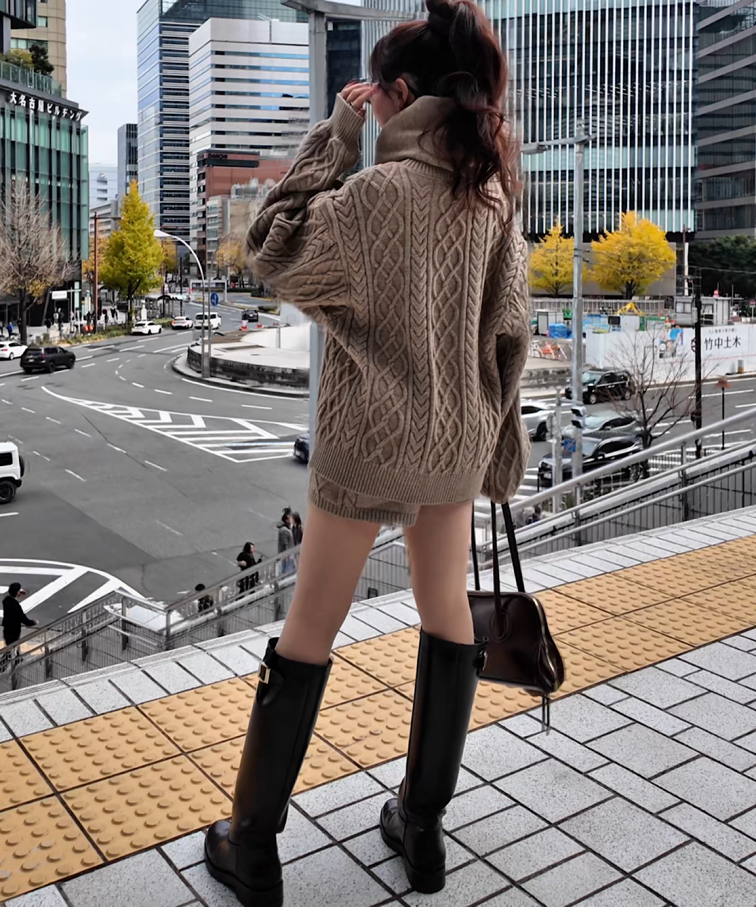 ボリュームケーブル＆スヌード ニット3点セット