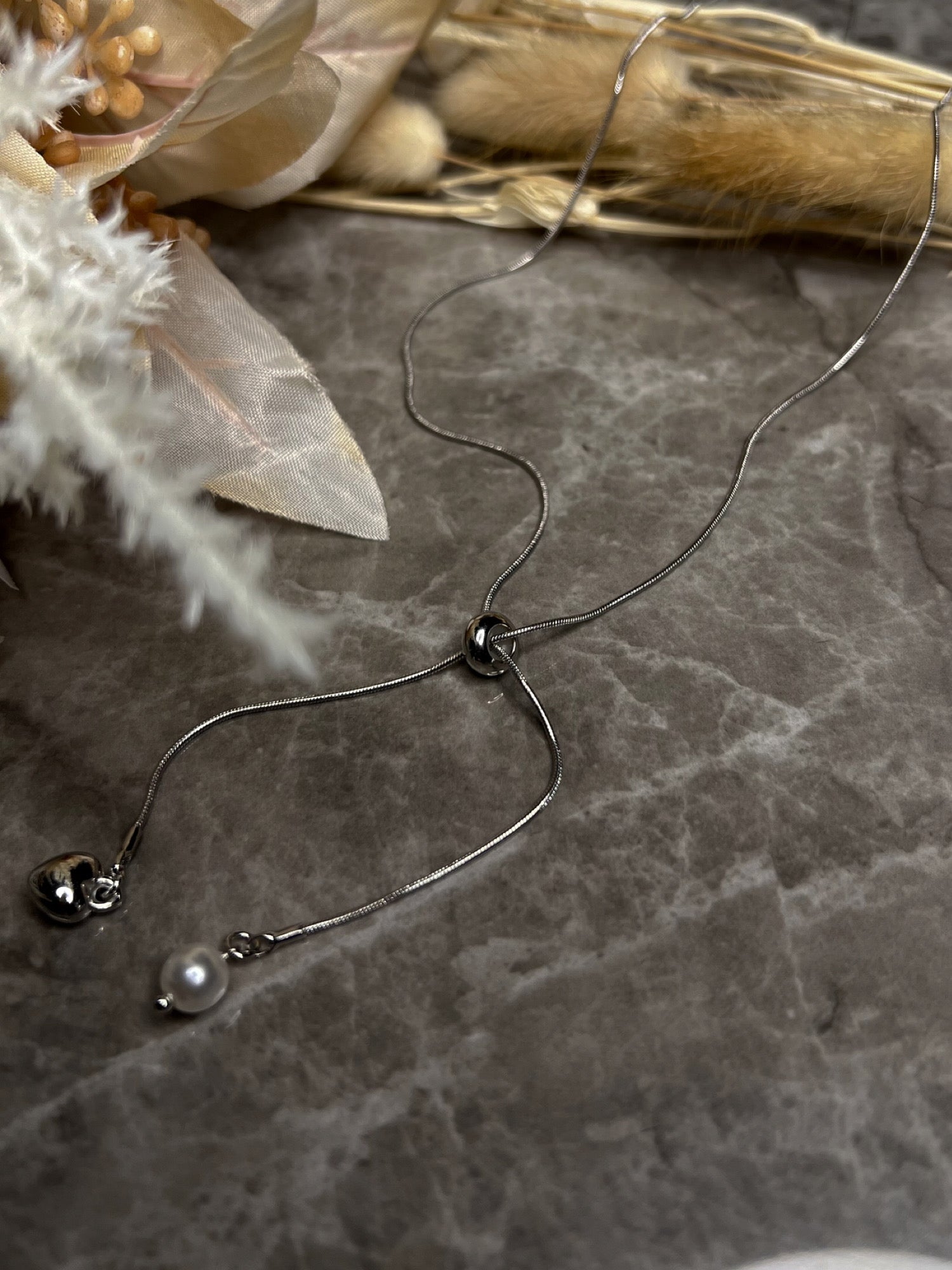 ハート＆パール・クロスネックレス