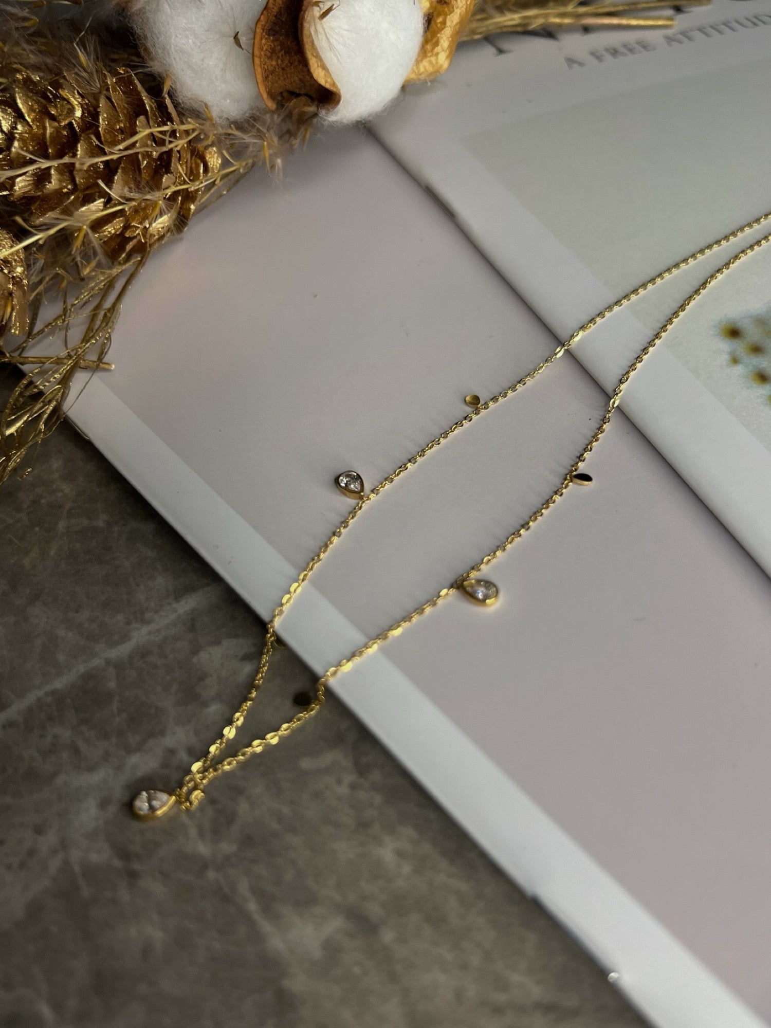 ティアドロップキュービックジルコニアネックレス