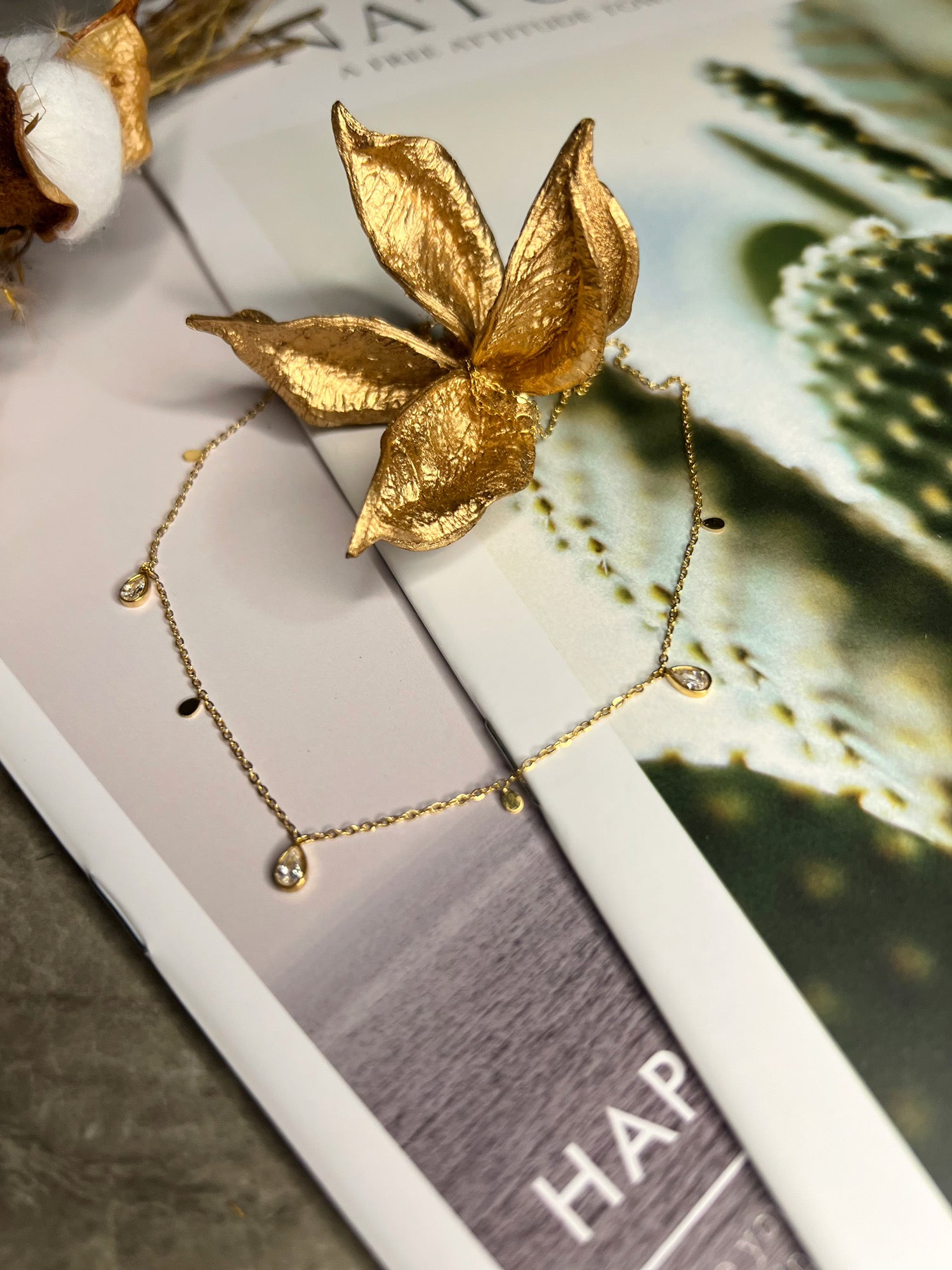 ティアドロップキュービックジルコニアネックレス