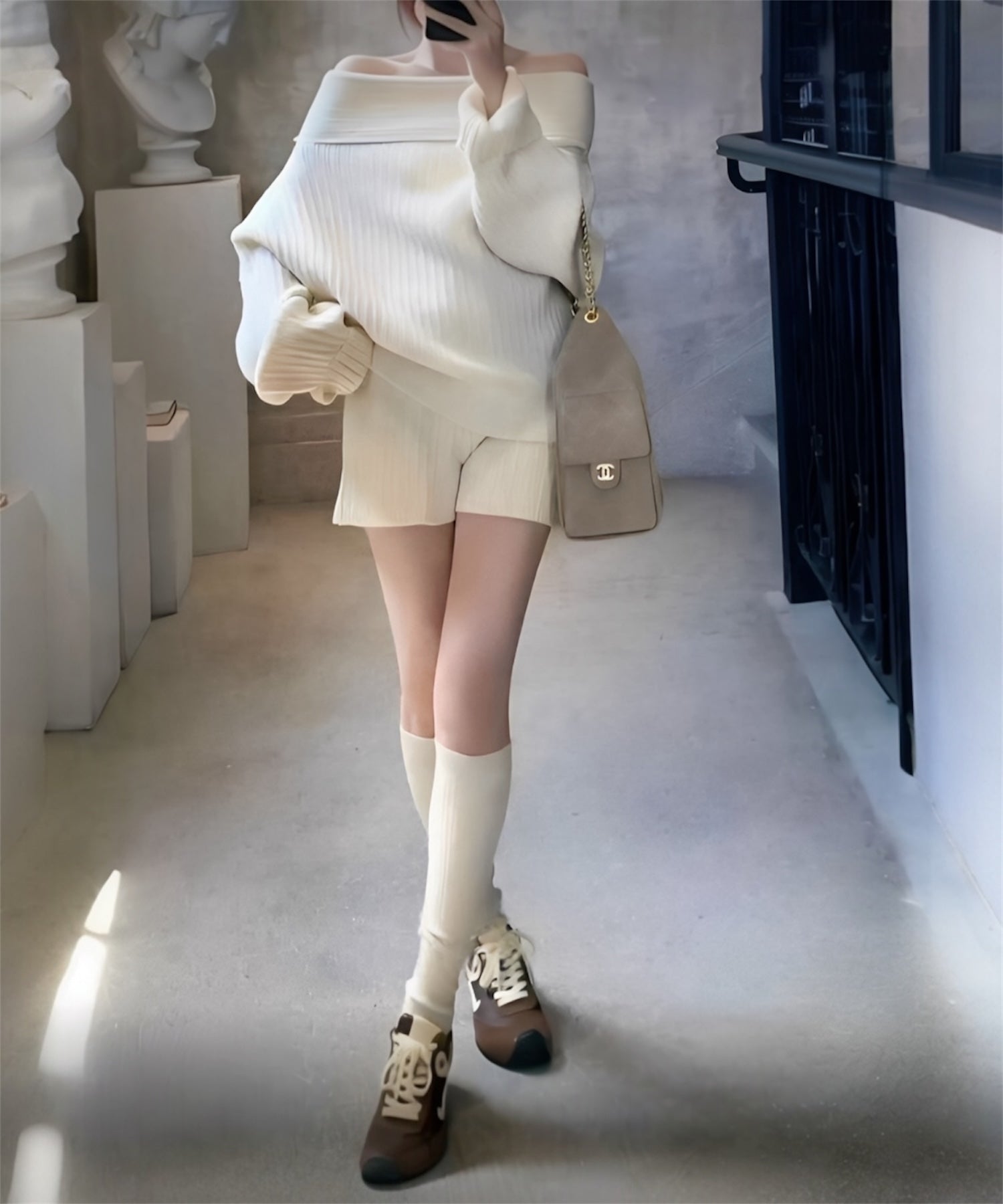 【一部予約商品】オフショルオーバートップス＆パンツセット