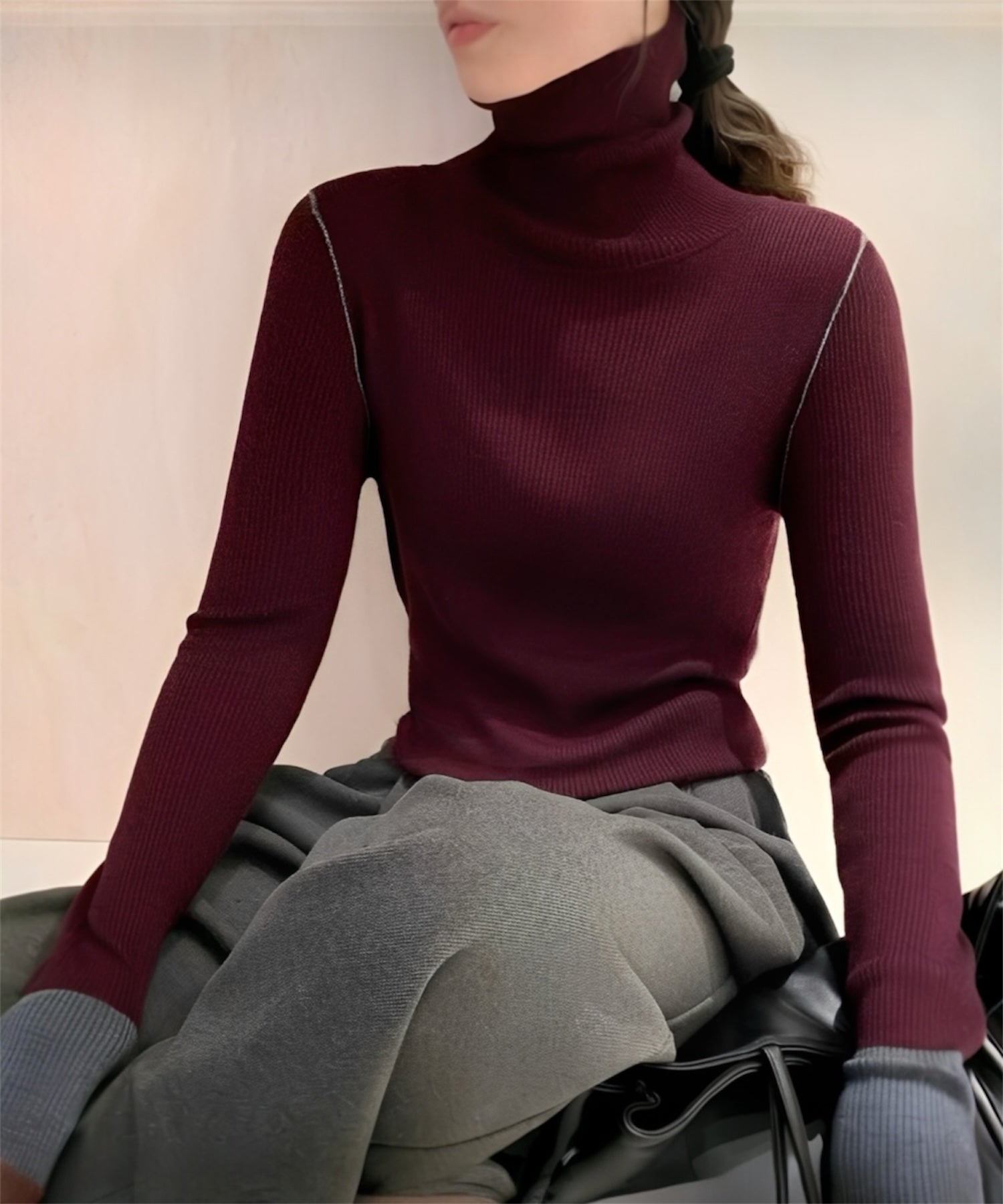 【値下げ中‼️】THEREDTHREAD ニット ウールポイント配色タートルネックニット | THEODORIC.dy公式通販