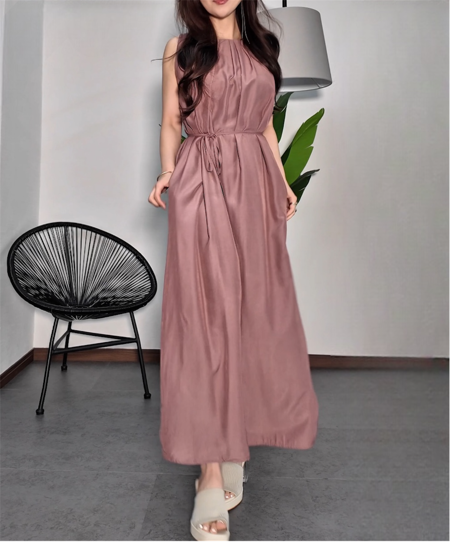 リボンアレンジ 2WAY ギャザーフレアワンピース