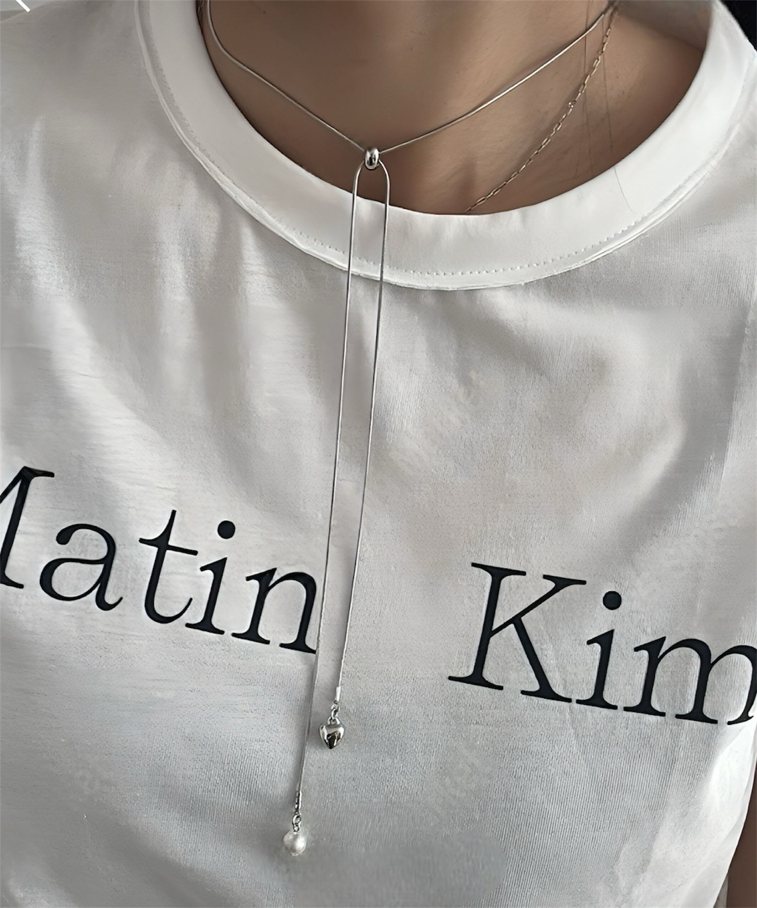 ハート＆パール・クロスネックレス