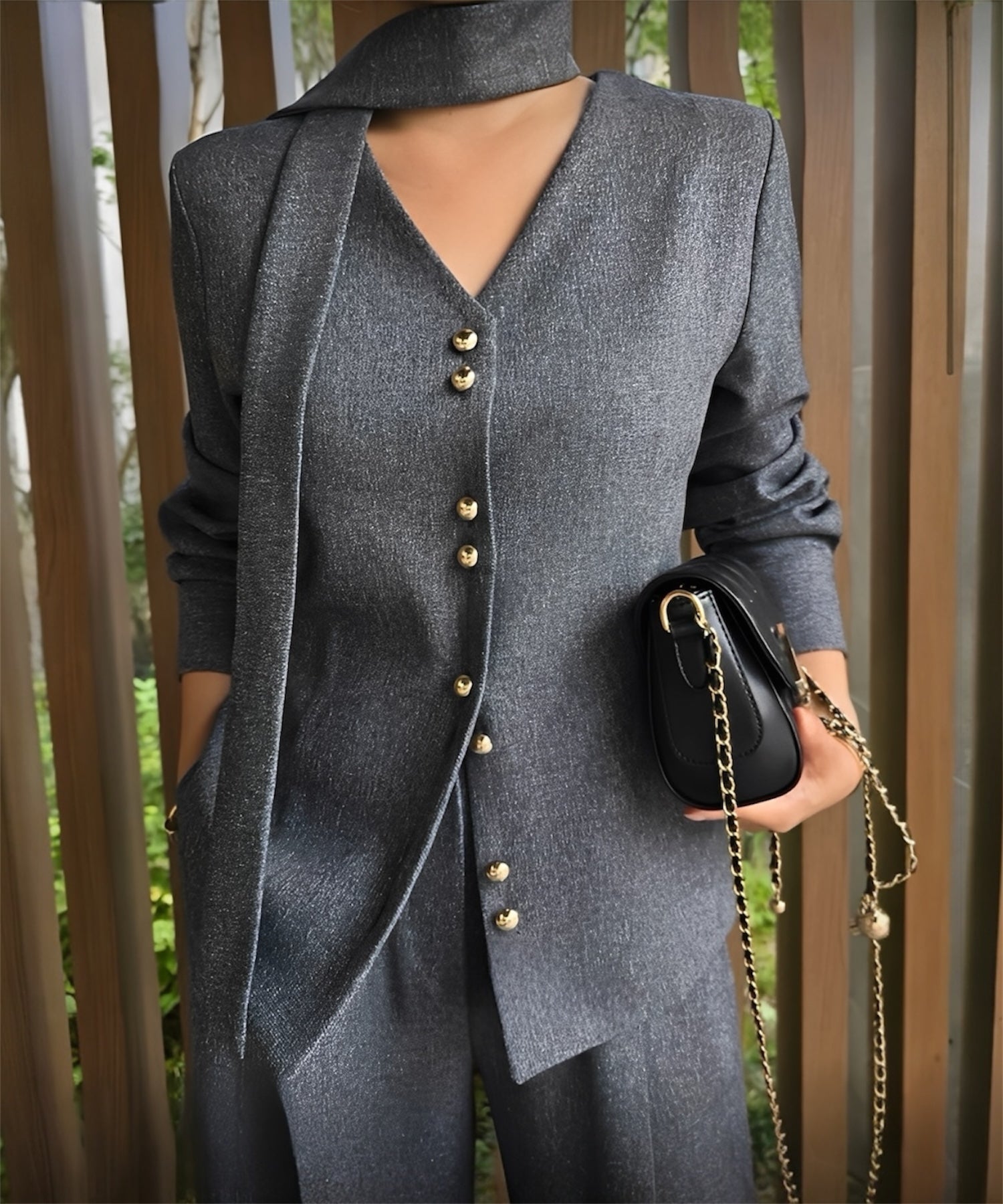 スカーフタイ付き ゴールドボタンジャケット （＊セットアップ商品:15450007）