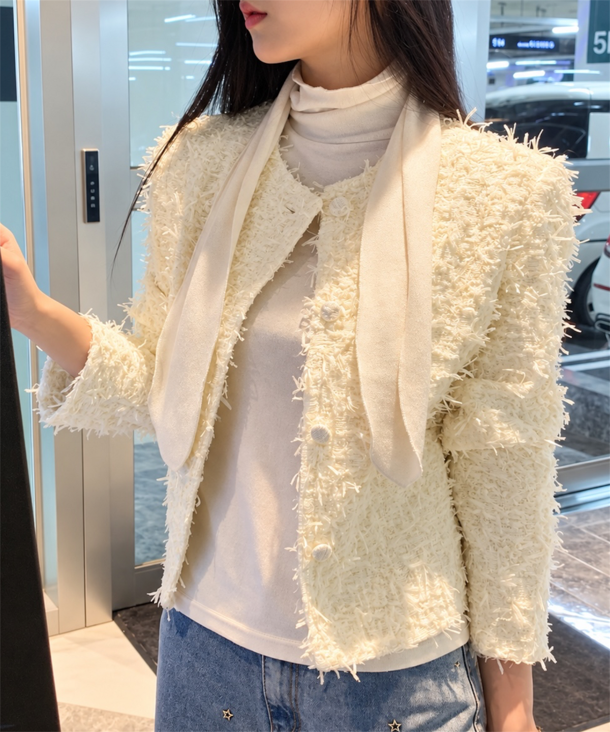 フリンジテクスチャー ノーカラージャケット
