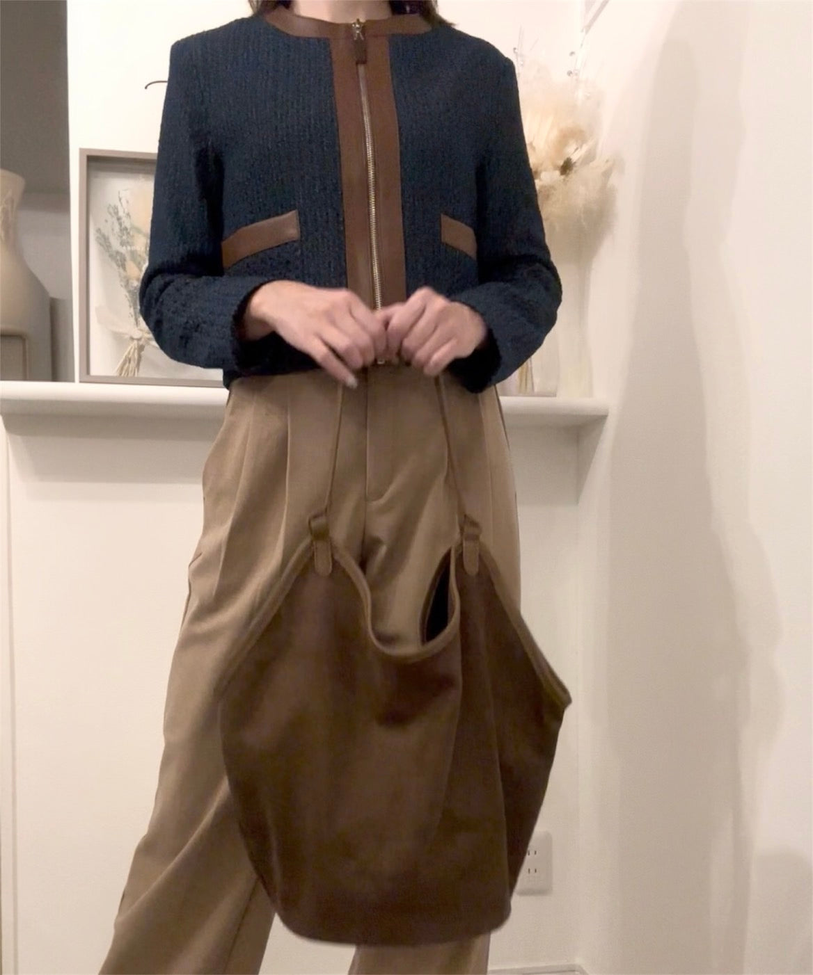 スウェードトートバッグ（インナーバッグ付）